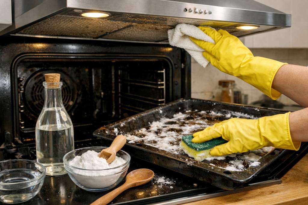 Nettoyer four, plaques et hotte au naturel avec du vinaigre blanc et du bicarbonate