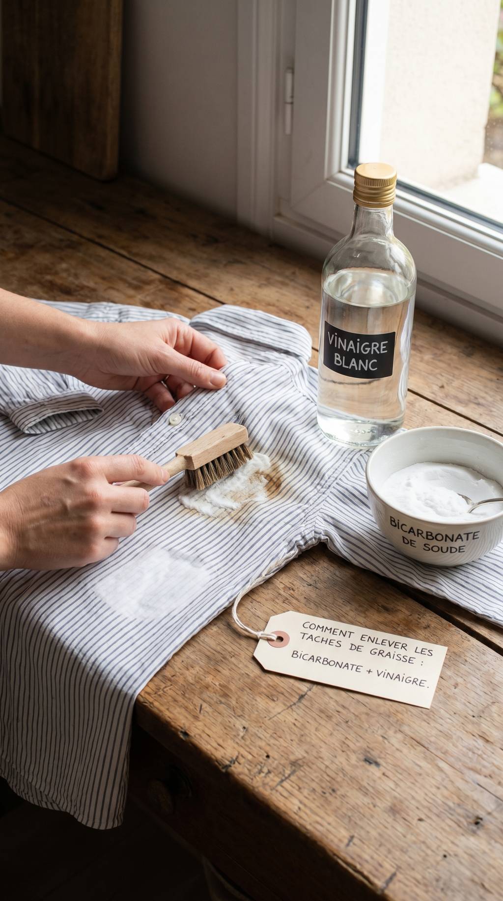 Comment enlever les taches de graisse sur les vêtements avec du bicarbonate et du vinaigre blanc